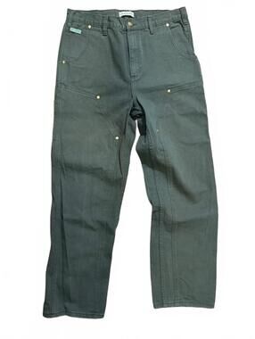 Graf & Wu Carpenter Pants Mens 36x32 Green Double Knee Workwear Straight
